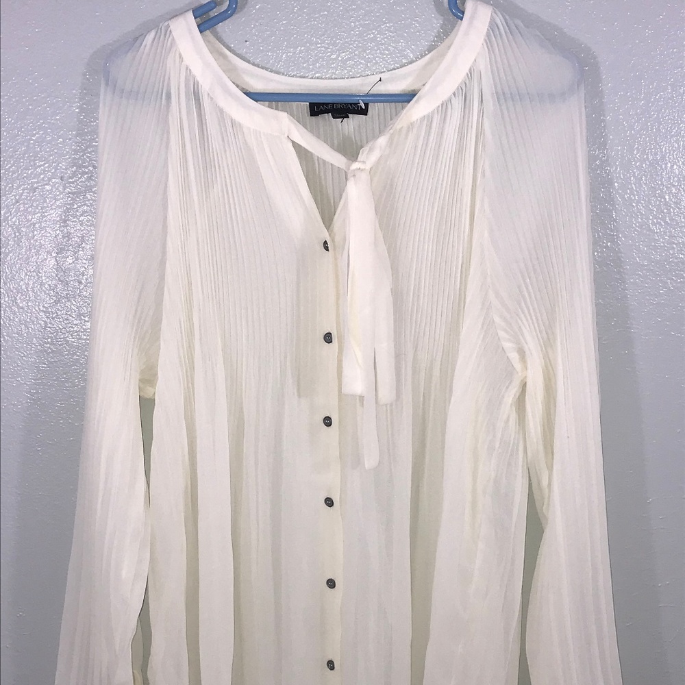Lane Bryant Ivory Button Sheer Blouse 22/24